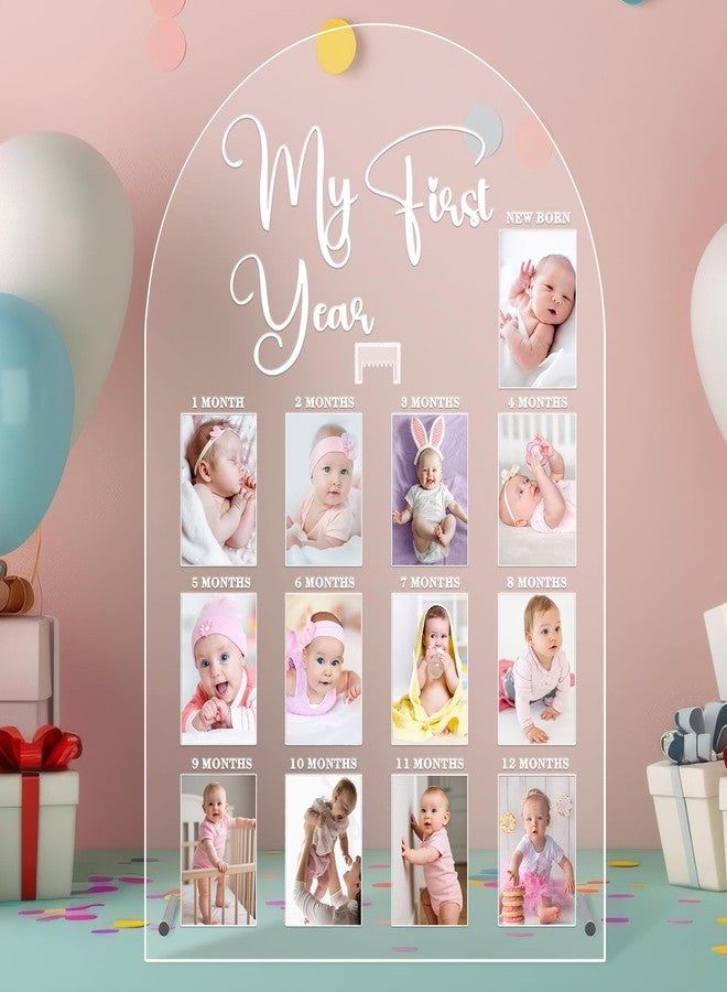 Lineshading My First Year Photo Frame Acrylic 18 x 12 Inch Large 12 Monthly Milestone Photo Board Picture Frame Display Hanging/Standing Baby Memories Collage Gift for 1st Birthday Newborn Keepsake - Image 5